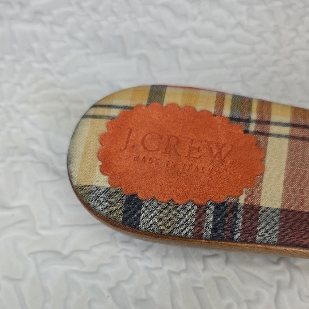 J. Crew Plaid Bow Slide Sandals in Red, Yellow, Blue, Green, Brown - Picture 2 of 7